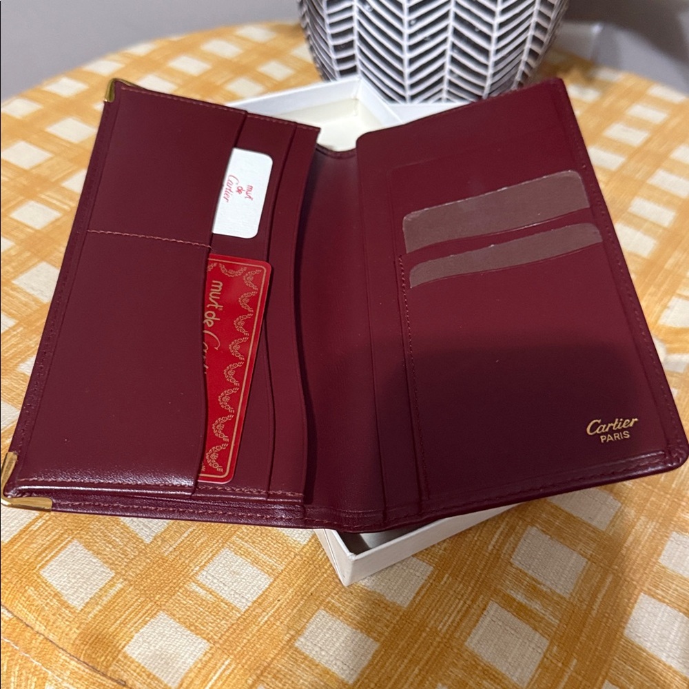 Cartier Burgundy Leather Wallet with Gold Details - Picture 3 of 16